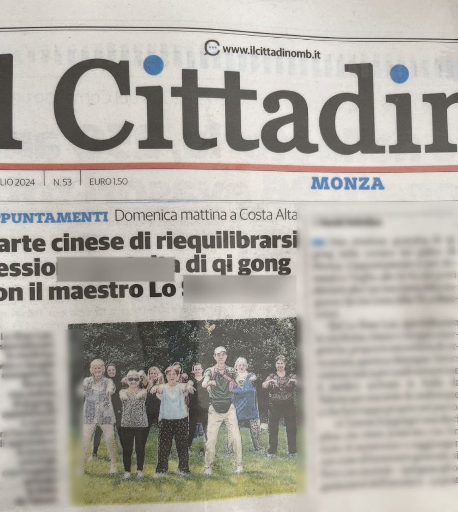 義大利《il Cittadino》報紙對羅老師氣功教學的專題報導版面